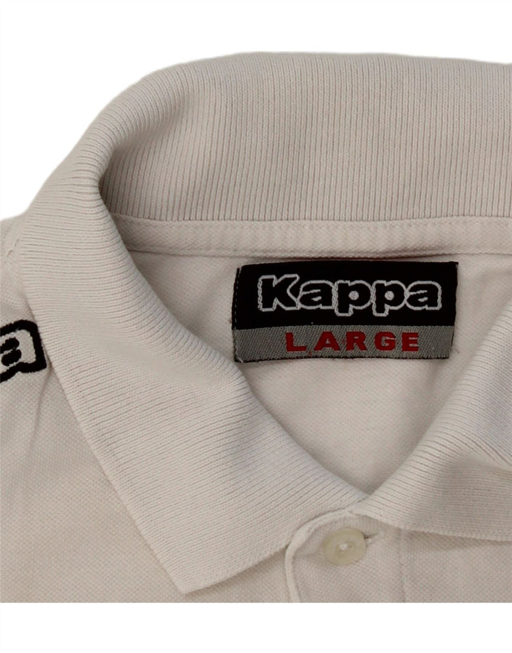 KAPPA Mens Graphic Polo Shirt Large White Cotton Vintage Kappa and Second-Hand Kappa from Messina Hembry 