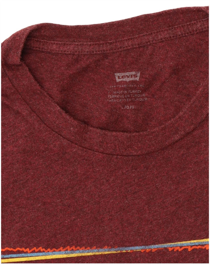 Levi's Herren-T-Shirt mit Grafik, Größe L, Kastanienbraun gefleckt