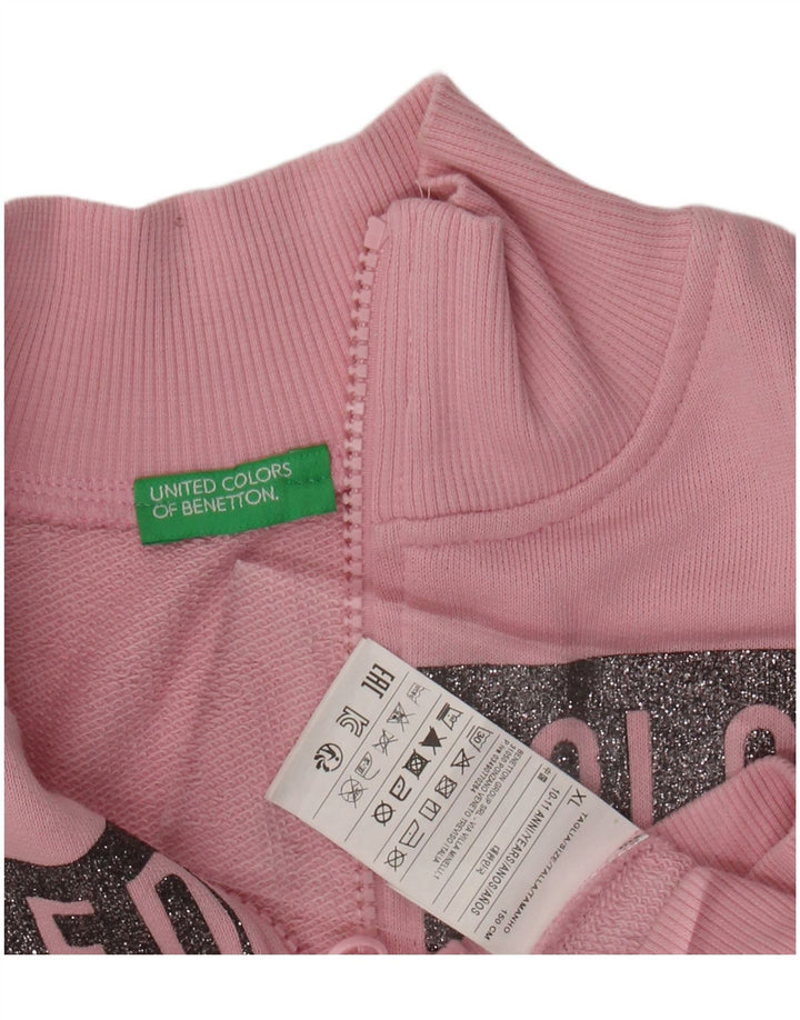 BENETTON Mädchen-Trainingsanzugoberteil mit Grafik, 10–11 Jahre, XL, rosa, Baumwolle