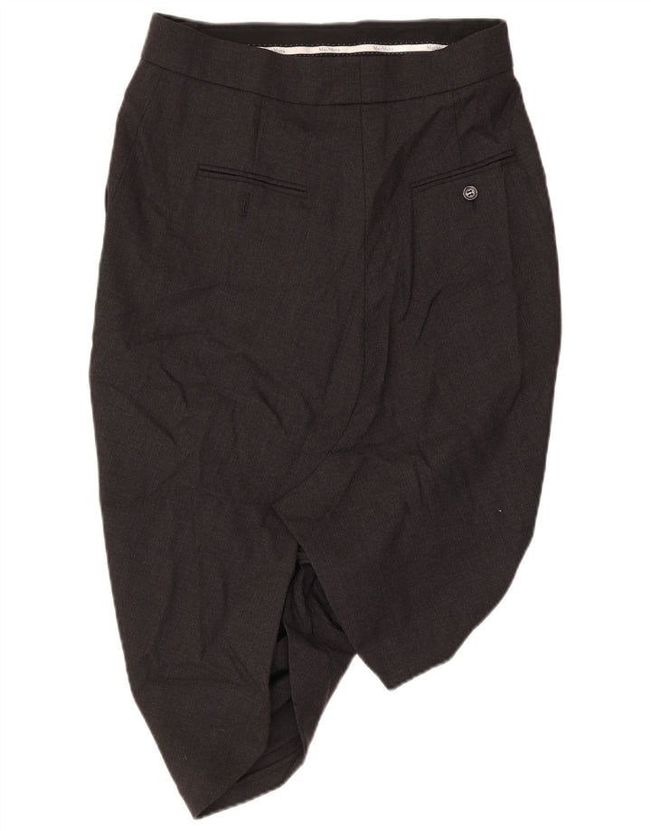 Max Mara Damen-Blasenrock UK 10 Small W30 Graue Schurwolle