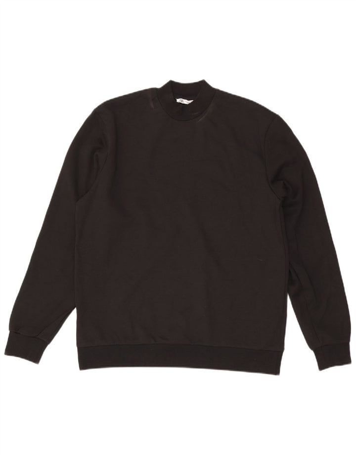 Zara Herren Sweatshirt Pullover Small Schwarz Baumwolle