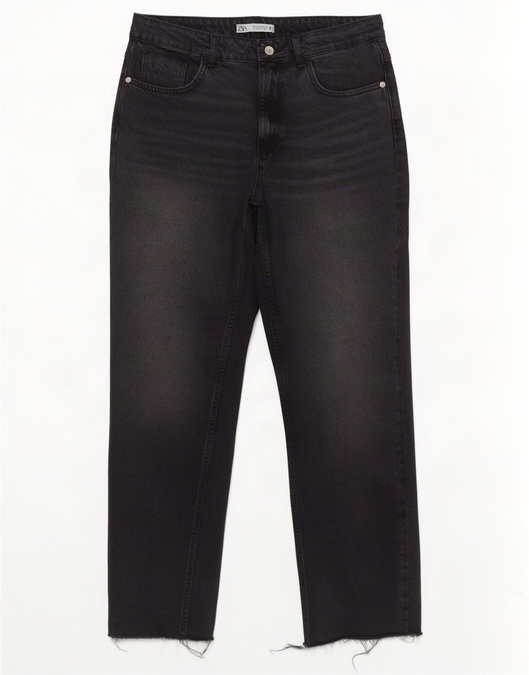 Zara Damen High Rise Straight Jeans EU 40 Medium W30 L29 Grau