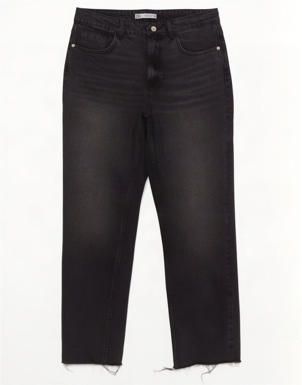 Zara Damen High Rise Straight Jeans EU 40 Medium W30 L29 Grau