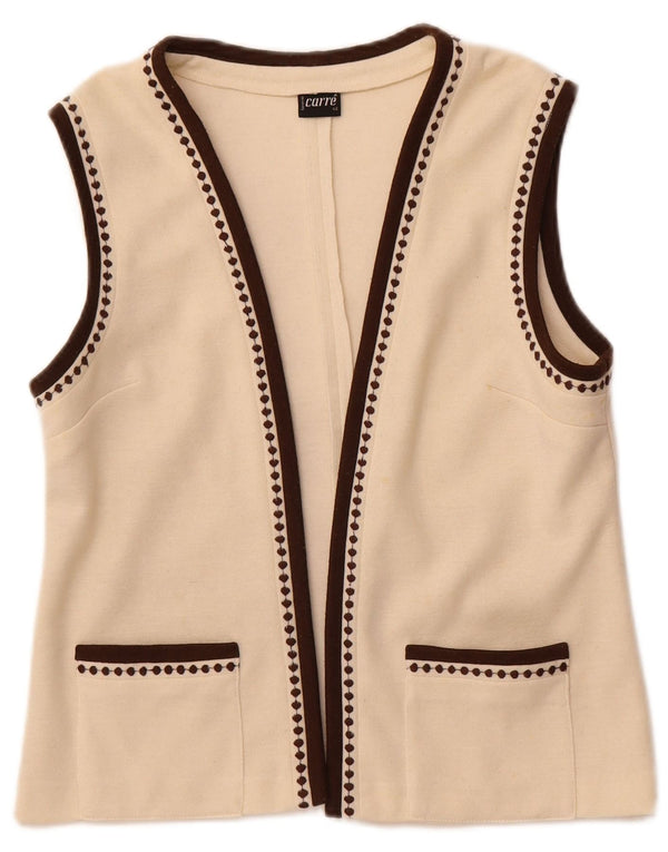 Carre Damen ärmelloser offener Cardigan-Pullover EU 42 Large Off White