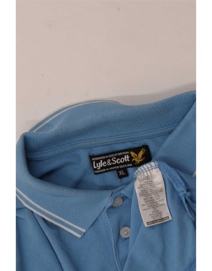 Lyle & Scott Herren Poloshirt XL blau gestreift aus Wolle
