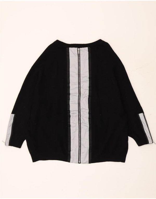 Zara Damen-Pullover mit U-Boot-Ausschnitt, UK 14, Mittelschwarz, Farbblock