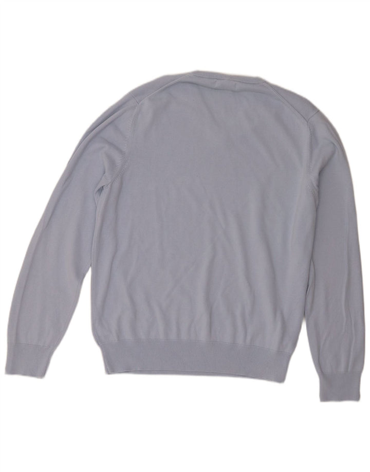 Marks & Spencer Herren-Pullover mit V-Ausschnitt, XL, blaue Baumwolle