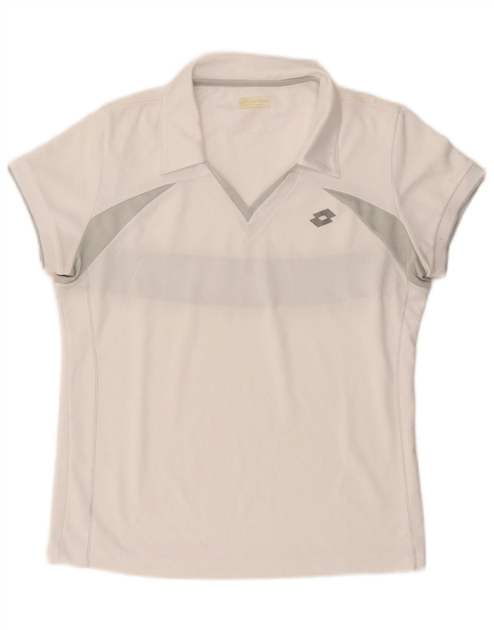 Lotto Damen-Poloshirt UK 12 Mittelweiß Farbblock