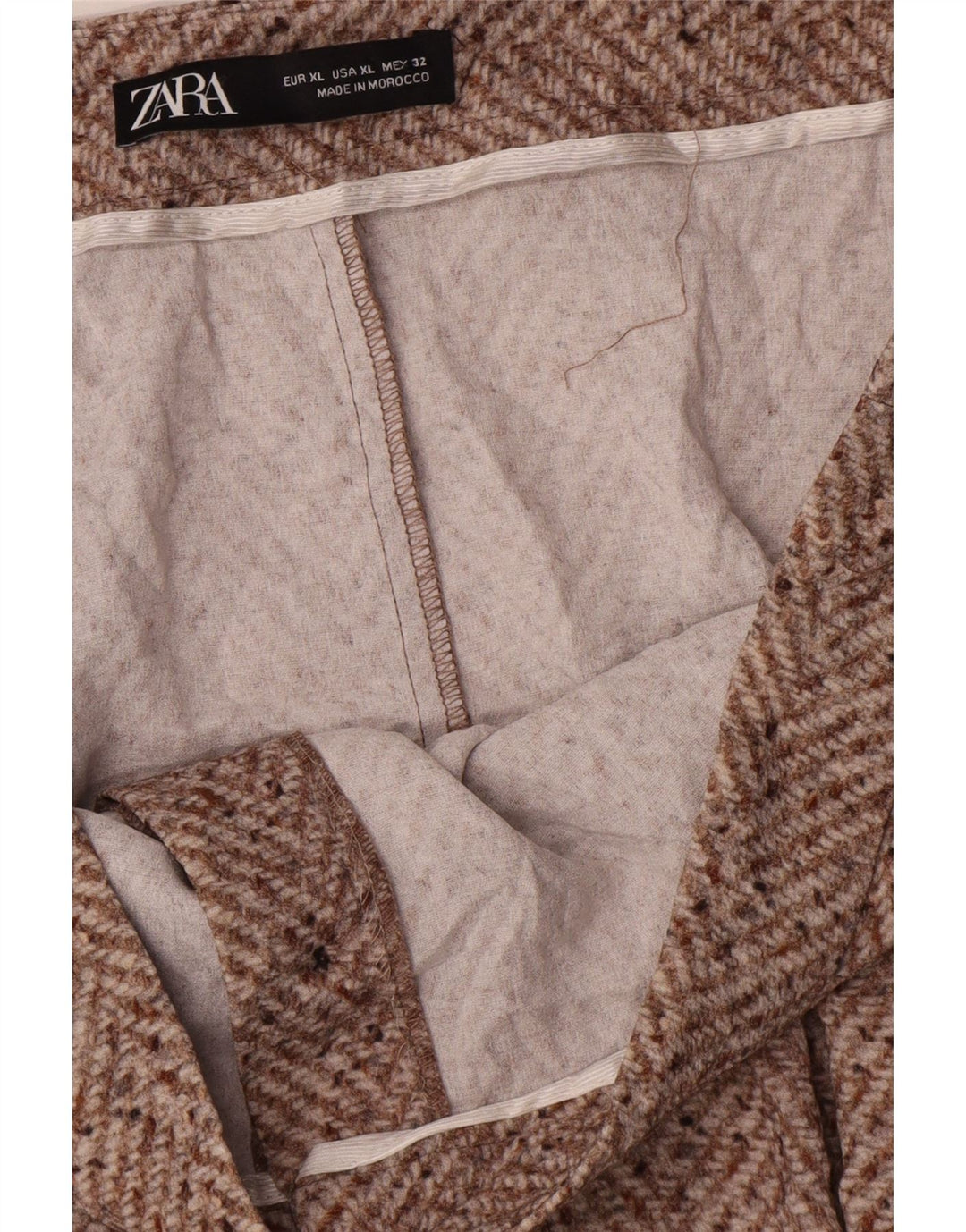 Zara Damen Midirock XL W32 Braun Chevron