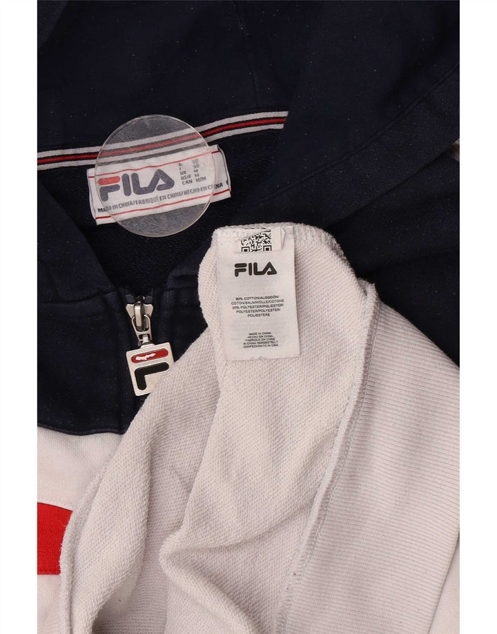 Fila Herren-Kapuzenpullover mit Reißverschluss, mittelweiß, Colourblock-Baumwolle