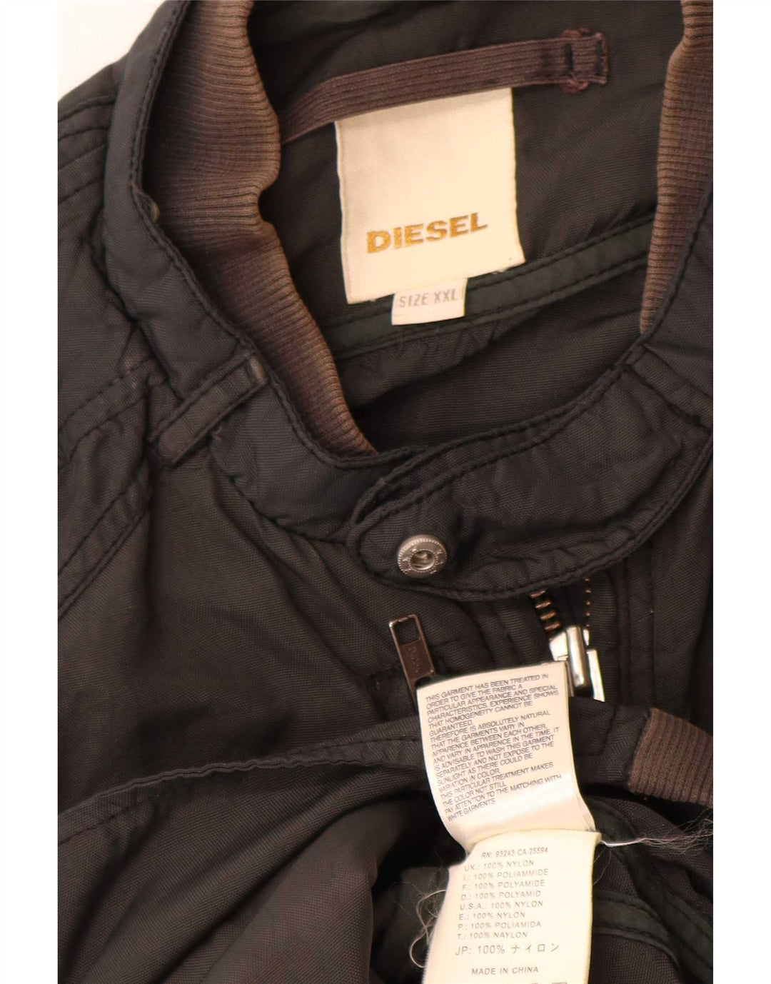 Diesel Herren Militär Bomberjacke UK 44 2XL Schwarzes Nylon