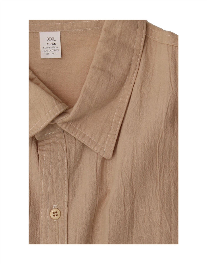 VINTAGE Mens Short Sleeve Shirt 2XL Beige Cotton Vintage Vintage and Second-Hand Vintage from Messina Hembry 