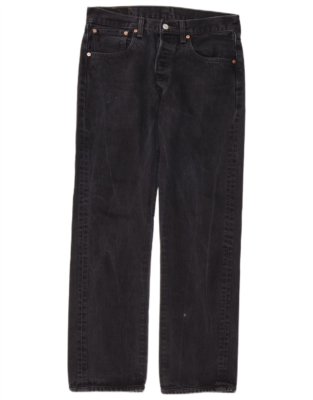 LEVI'S Herren 501 Straight Jeans W32 L30 Schwarze Baumwolle