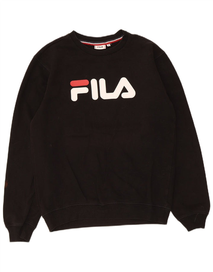 Fila Herren-Sweatshirt mit Grafik, Größe S, schwarze Baumwolle