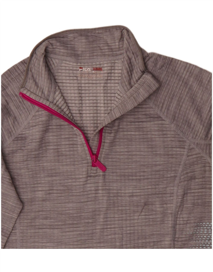 Fila Damen-Pullover-Trainingsanzugoberteil mit Reißverschluss, UK 14, Mittelgrau meliert