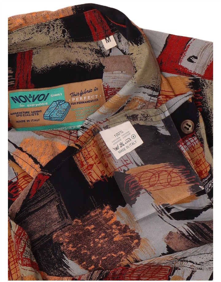 Vintage Herren Kurzarmhemd Medium Mehrfarbig Patchwork Viskose