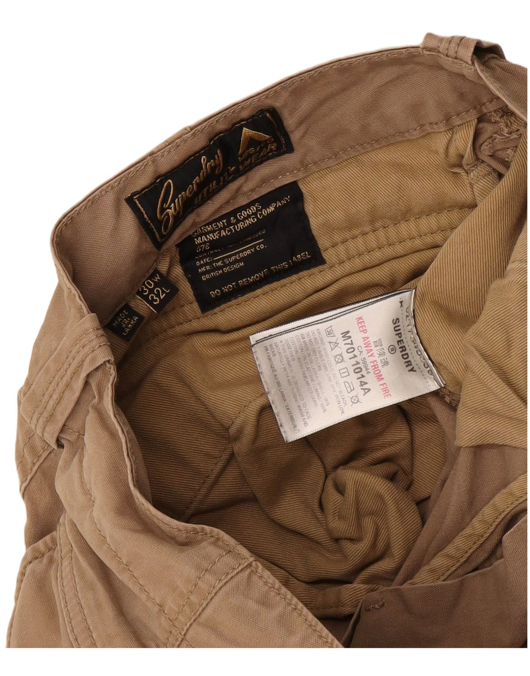 Superdry Herren Slim Cargohose W30 L32 Beige Baumwolle