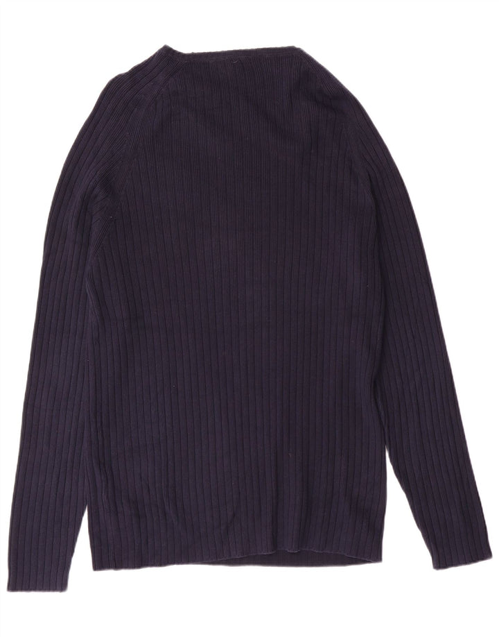 Zara Herren-Pullover mit V-Ausschnitt, groß, marineblaue Baumwolle