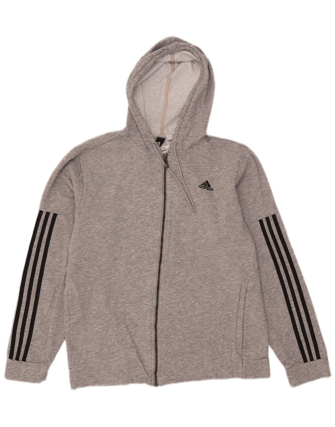 Adidas Herren-Kapuzenpullover mit Reißverschluss, groß, graue Baumwolle