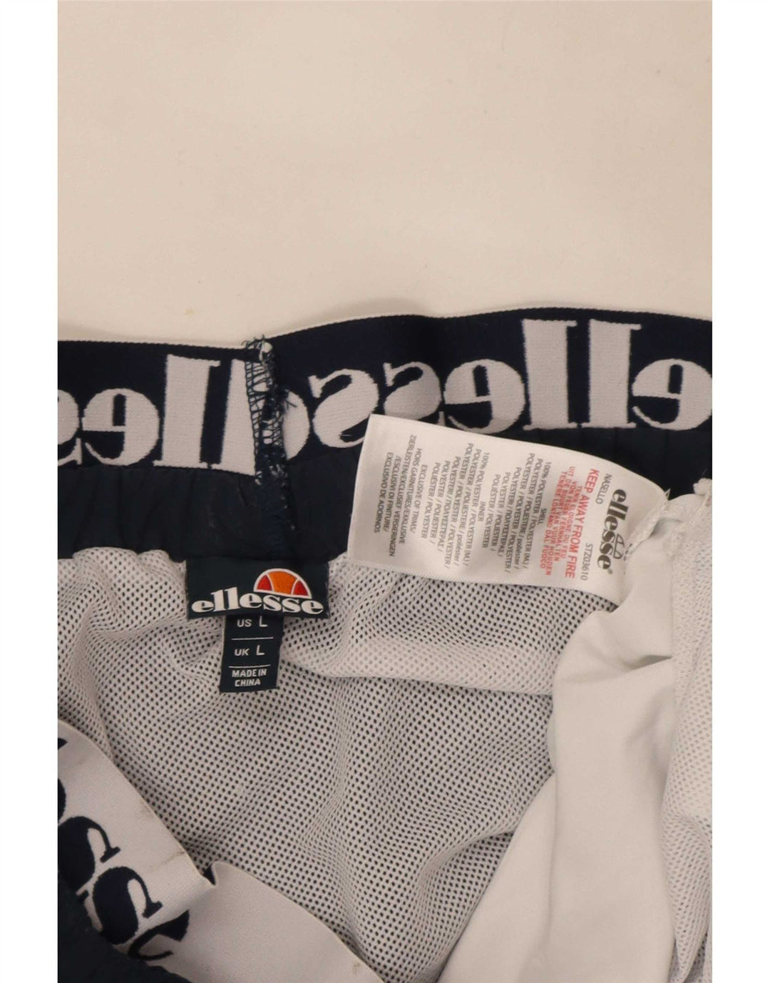 Ellesse Herren-Sportshorts mit Grafik, groß, marineblaues Farbblock-Polyester