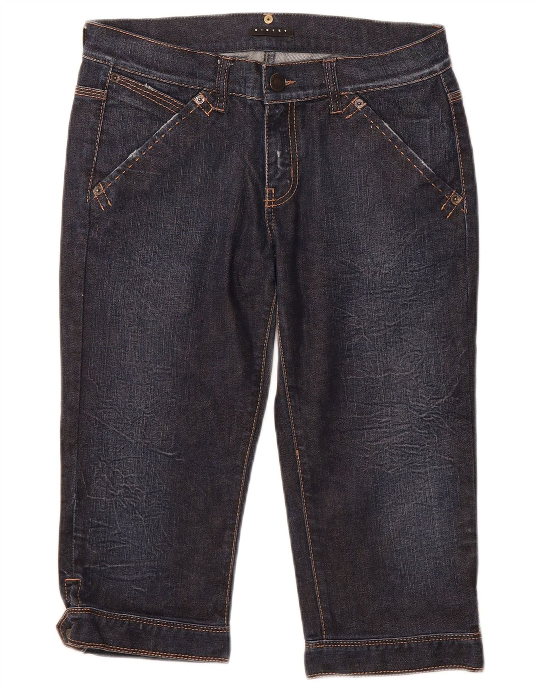 SISLEY Womens Capri Jeans IT 44 Medium W34 L18 Navy Blue