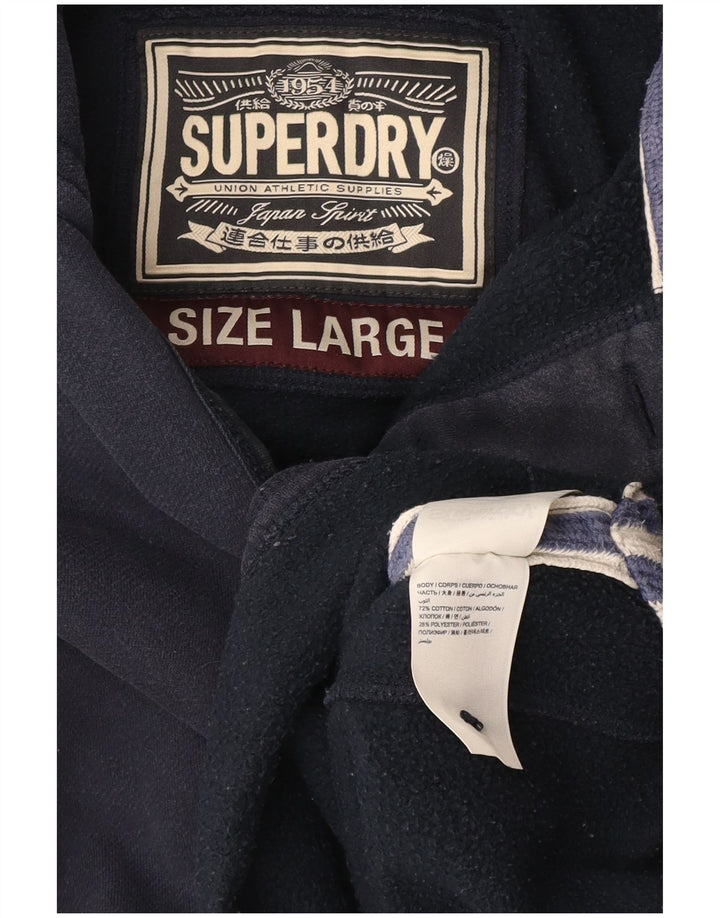 Superdry Herren-Sweatshirt mit grafischem Knopfkragen, groß, marineblau, Baumwolle