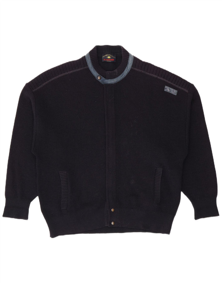 Il Granchio Herren-Strickjacke, große marineblaue Wolle