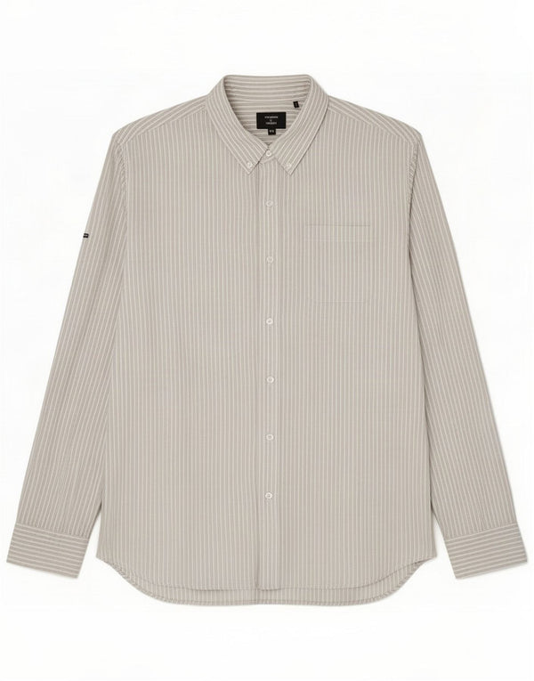 Superdry Herrenhemd 3XL grau gestreift aus Baumwolle