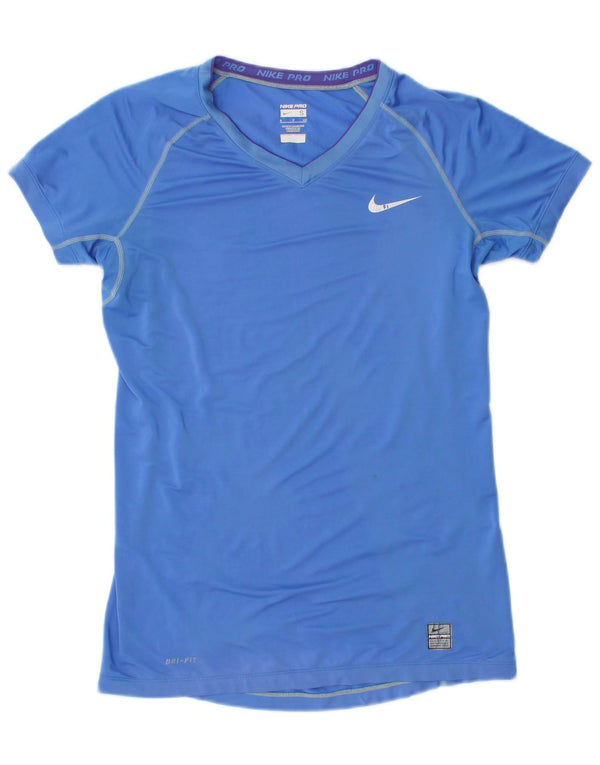Nike Womens Dri Fit T-Shirt Top UK 10 Small Blue