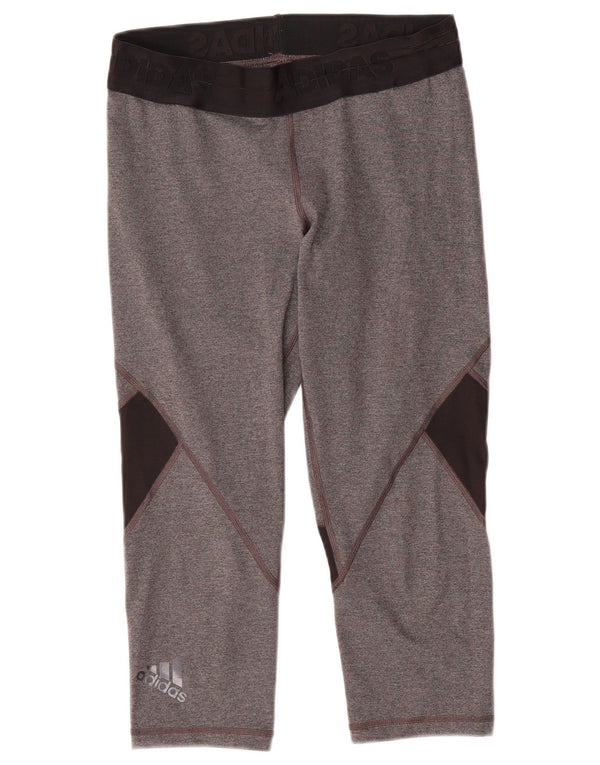 Adidas Damen Climacool Capri Leggings UK 12/14 Mittelgrau Farbblock