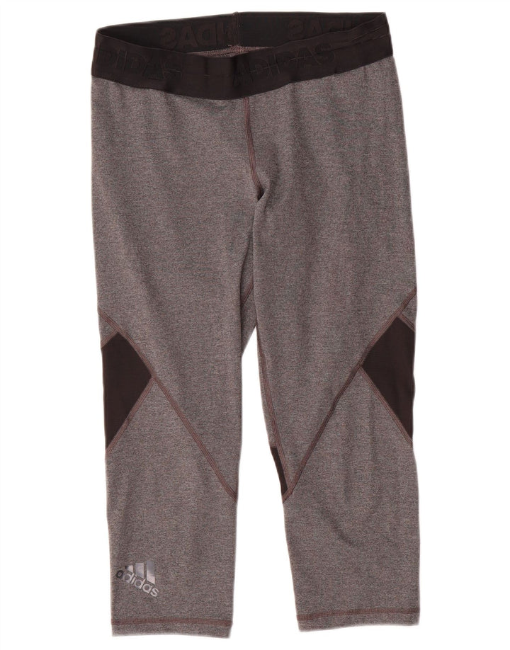 Adidas Damen Climacool Capri Leggings UK 12/14 Mittelgrau Farbblock