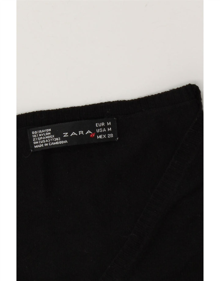 Zara Damen-Pullover mit V-Ausschnitt, UK 12, Mittelschwarz, Viskose