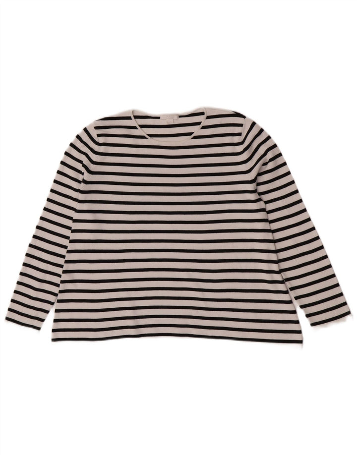Cos Damen Top Langarm UK 10 Small Weiß gestreift