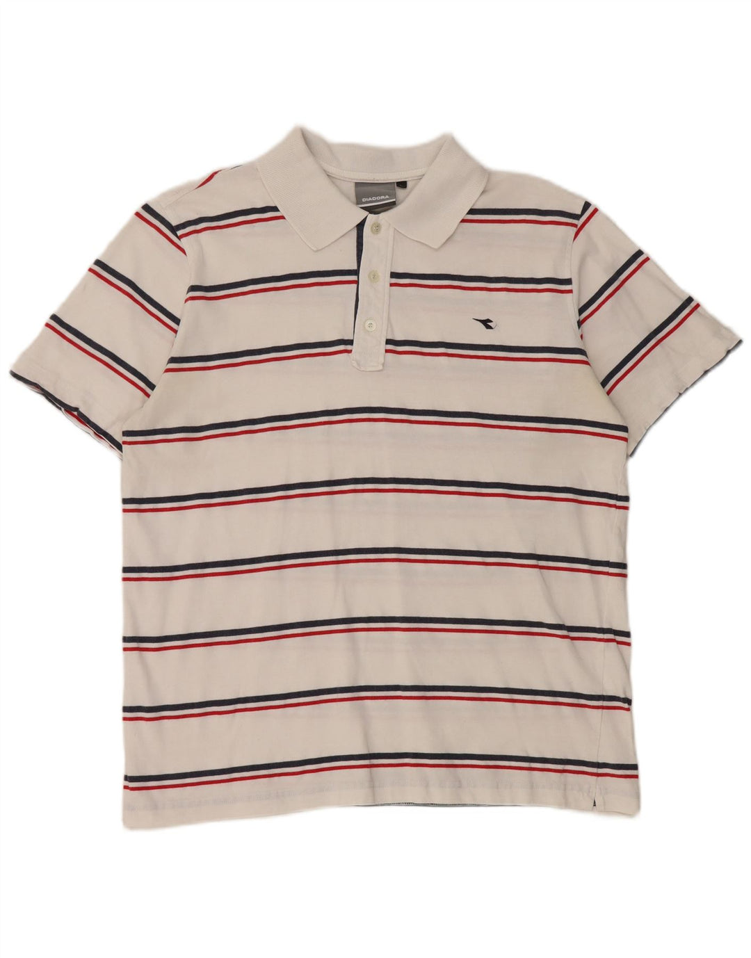 Diadora Herren-Poloshirt, groß, weiß gestreift, Baumwolle