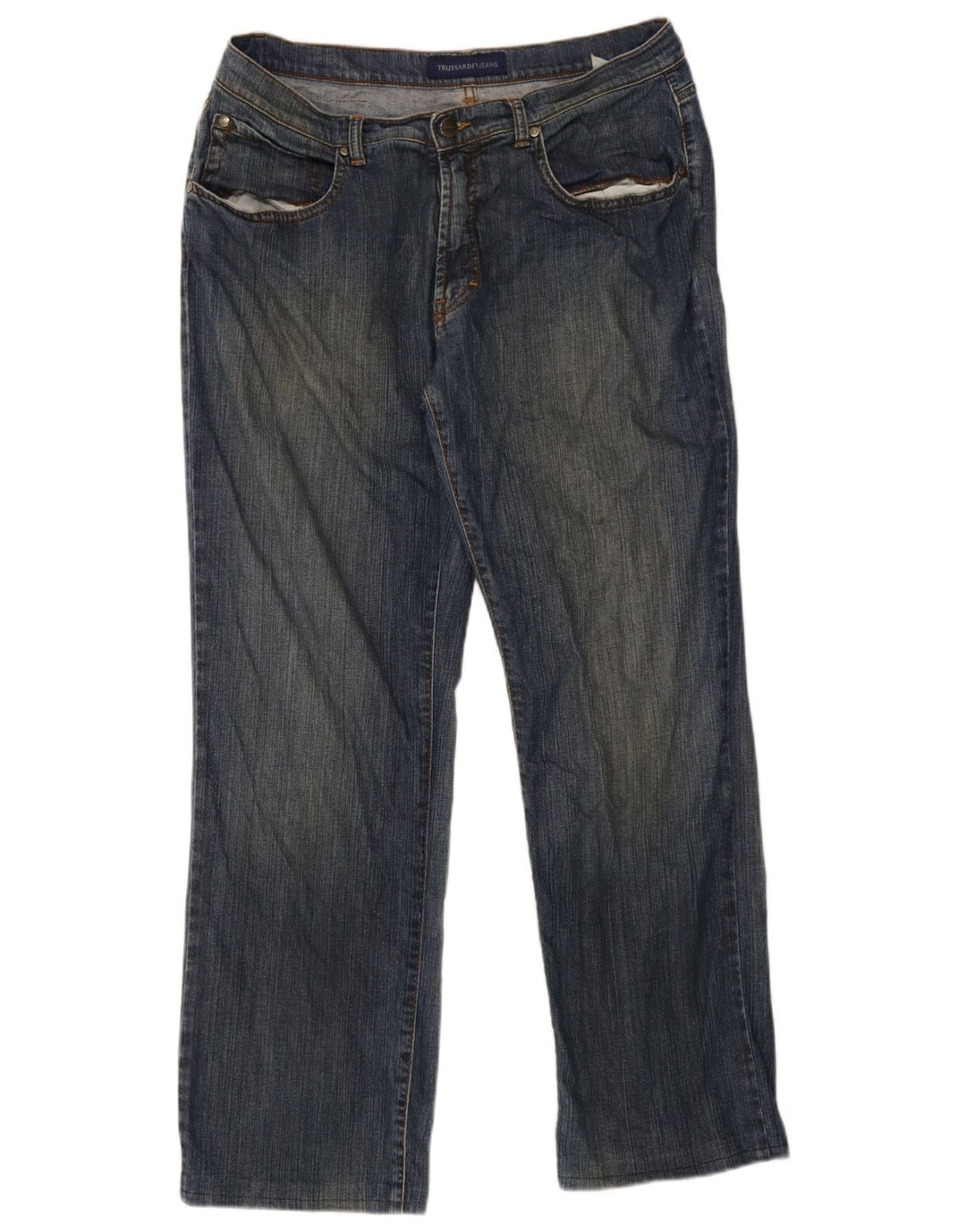Trussardi Herren Straight Jeans W36 L30 Marineblaue Baumwolle