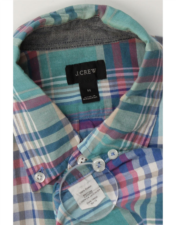 J. Crew Herren-Kurzarmhemd aus mittelblauer, karierter Baumwolle