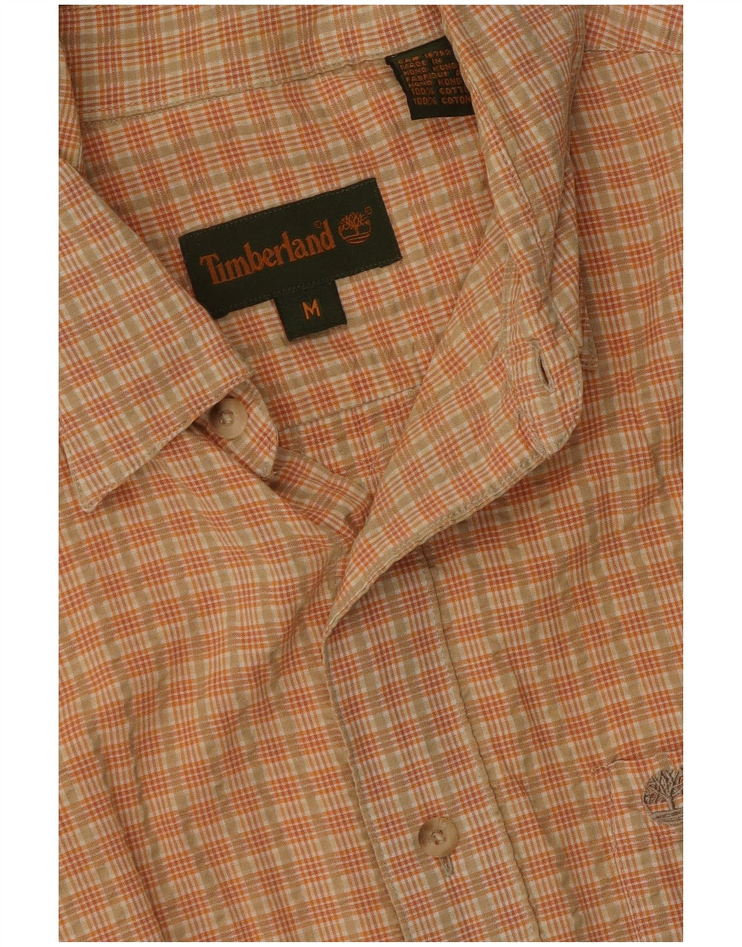 Timberland Herren-Kurzarmhemd aus mitteloranger Karo-Baumwolle