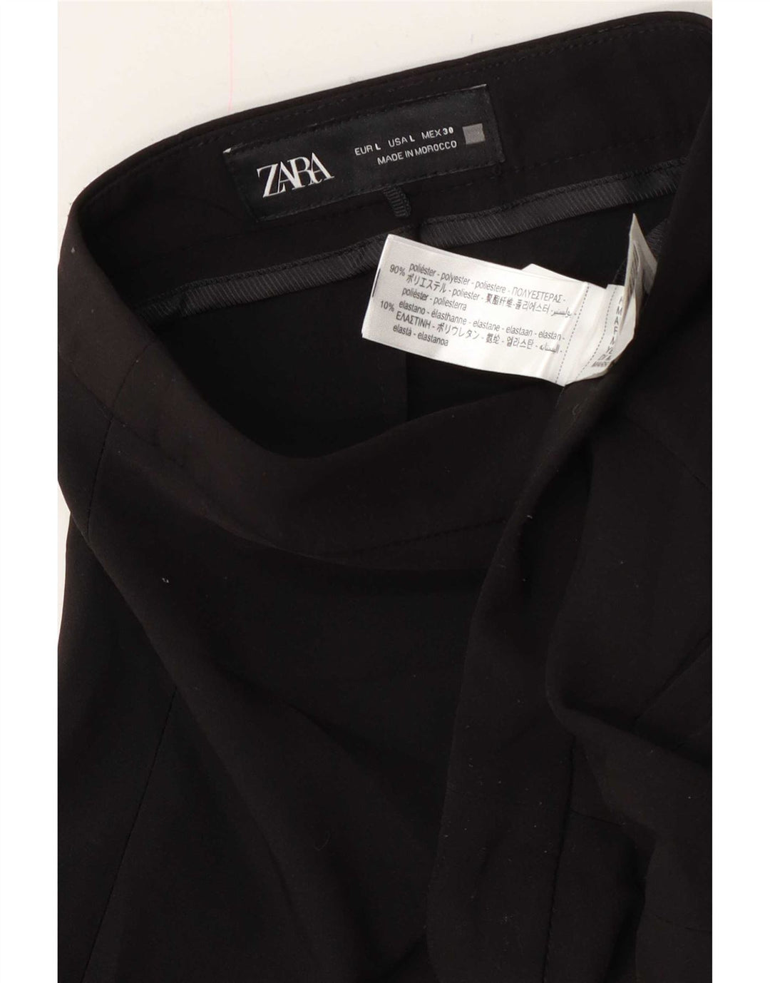 Gerade Damen-Freizeithose von Zara, Größe L, W30, L27, Schwarz, Polyester
