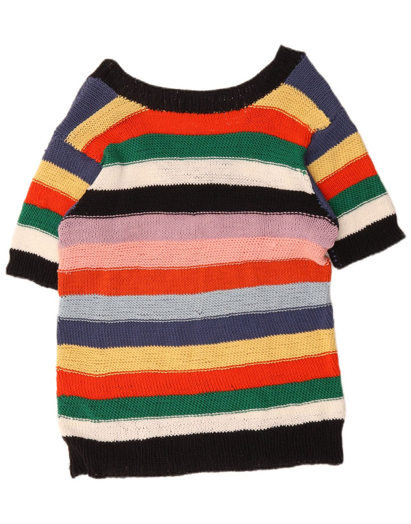 Vintage Damen V-Ausschnitt Pullover Pullover UK 20 2XL Bunt gestreift