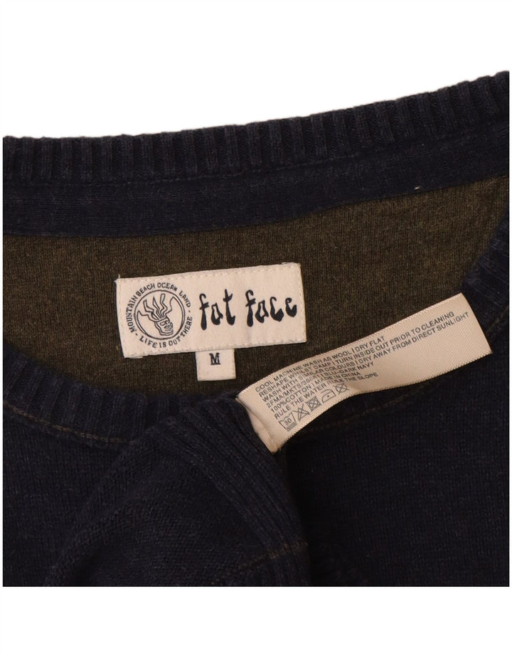 Fat Face Herren-Pullover mit U-Boot-Ausschnitt, mittelmarineblaue Baumwolle