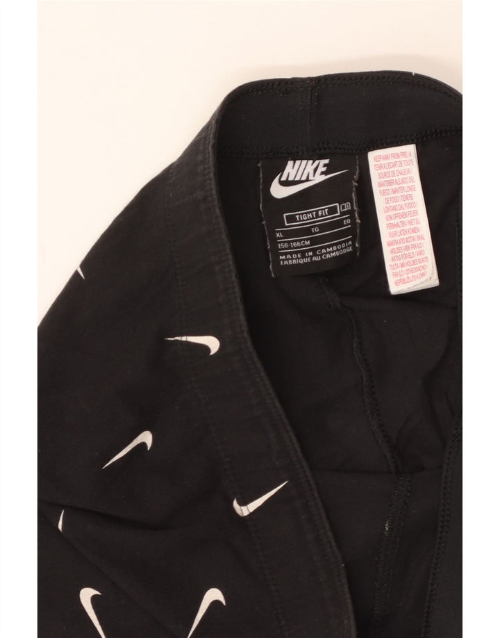 NIKE Tight Fit Grafik-Leggings für Mädchen, 13–14 Jahre, XL, schwarze Baumwolle