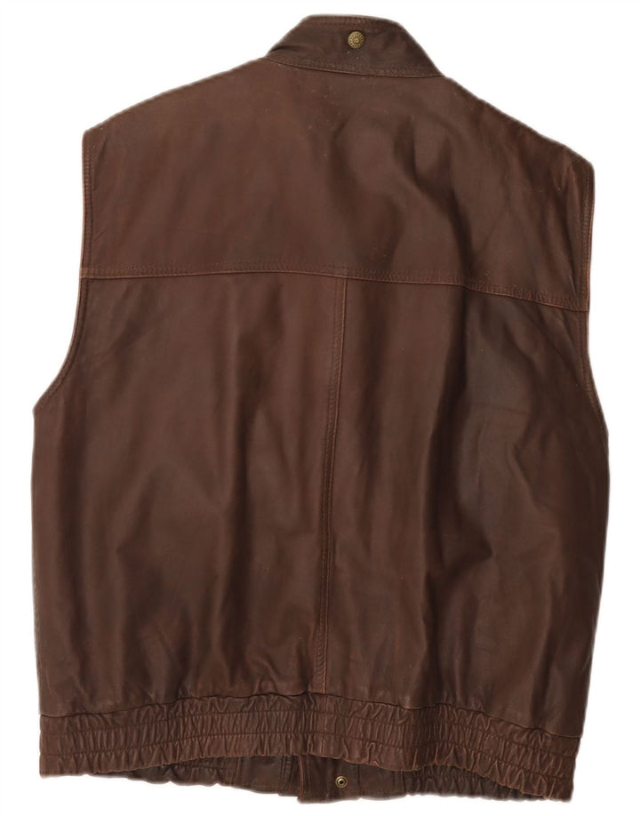 Vintage Herren-Leder-Utility-Gilet UK 40 Large Braun