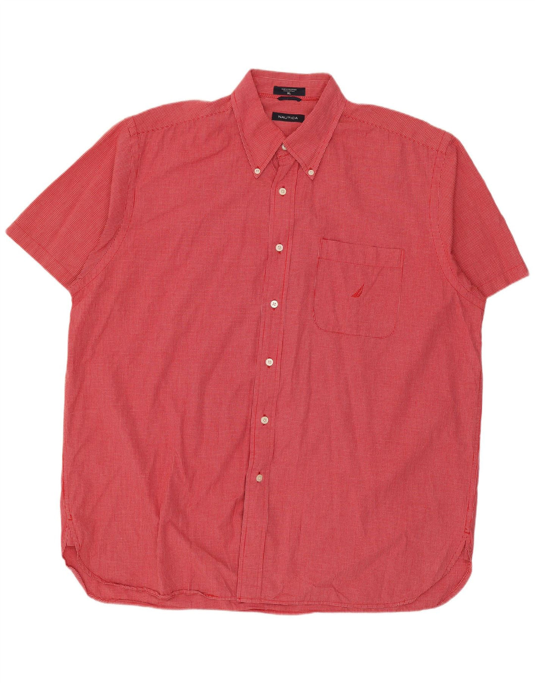 Nautica Herren-Kurzarmhemd XL, rot kariert, Baumwolle