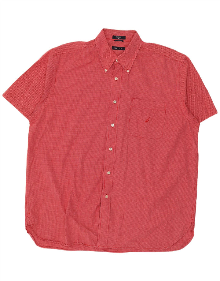 Nautica Herren-Kurzarmhemd XL, rot kariert, Baumwolle