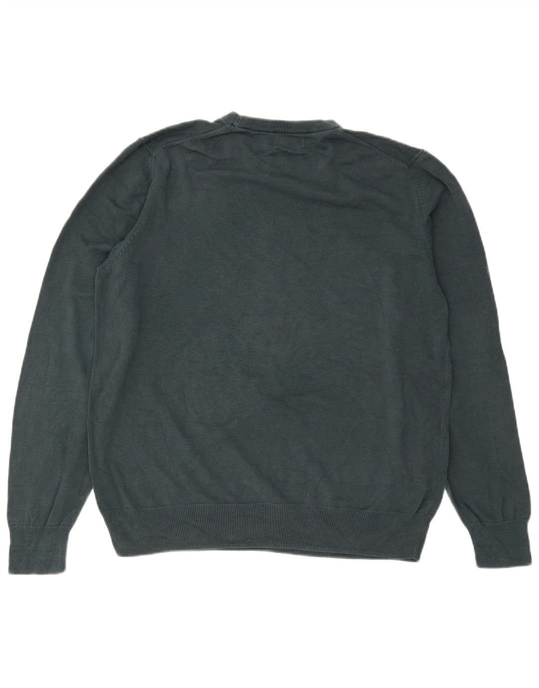 MARKS & SPENCER Herren-Pullover mit Rundhalsausschnitt, XL, grüne Baumwolle