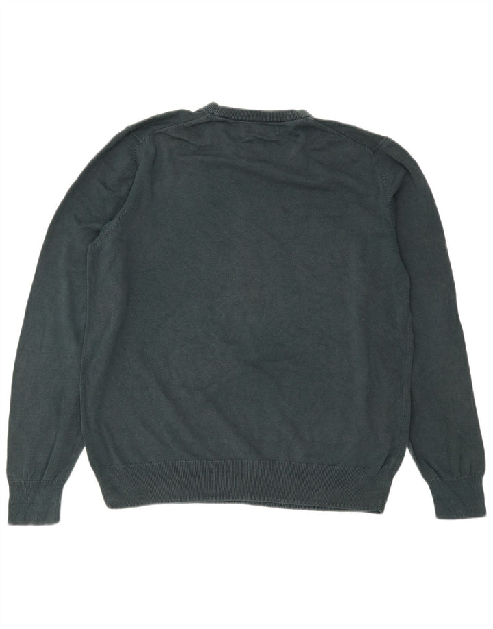 MARKS & SPENCER Herren-Pullover mit Rundhalsausschnitt, XL, grüne Baumwolle