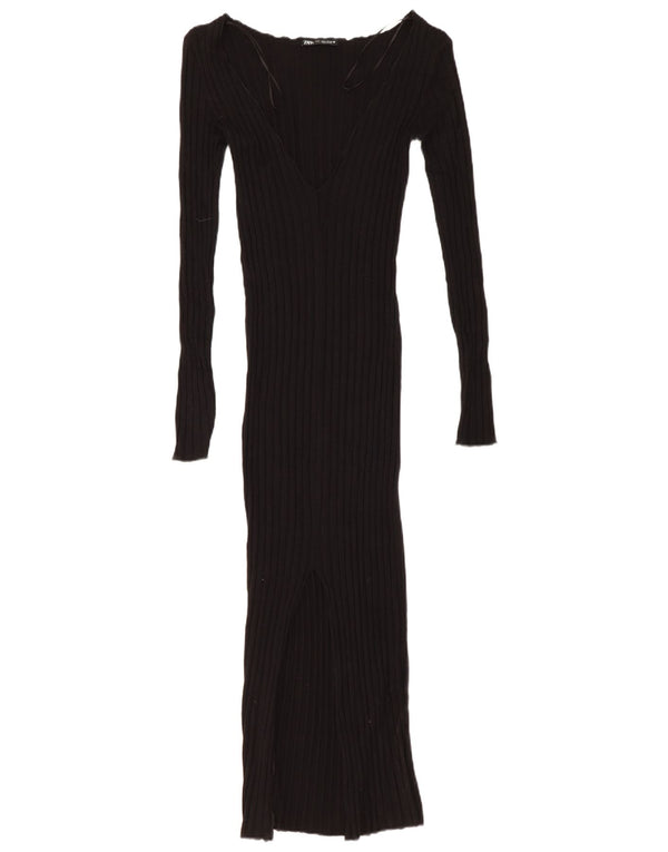 Zara Maxi-Bodycon-Kleid für Damen, Größe S, Schwarz, Viskose