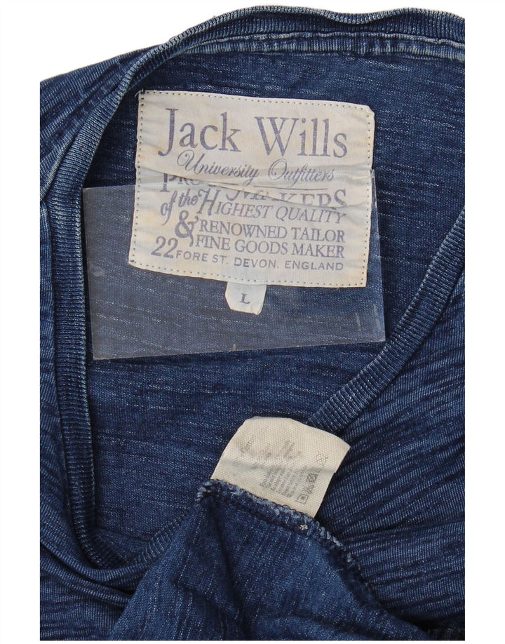 JACK WILLS Herren-Oberteil, langärmelig, groß, marineblau gesprenkelte Baumwolle