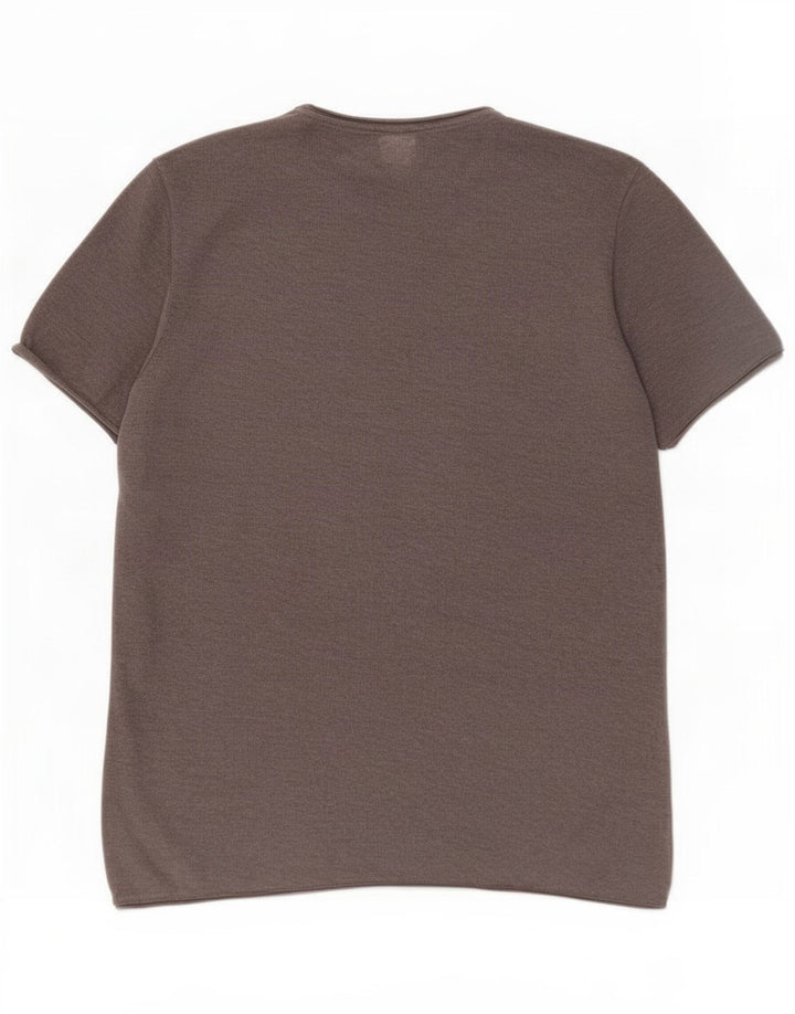 Zara Herren T-Shirt Top Large Grau Baumwolle