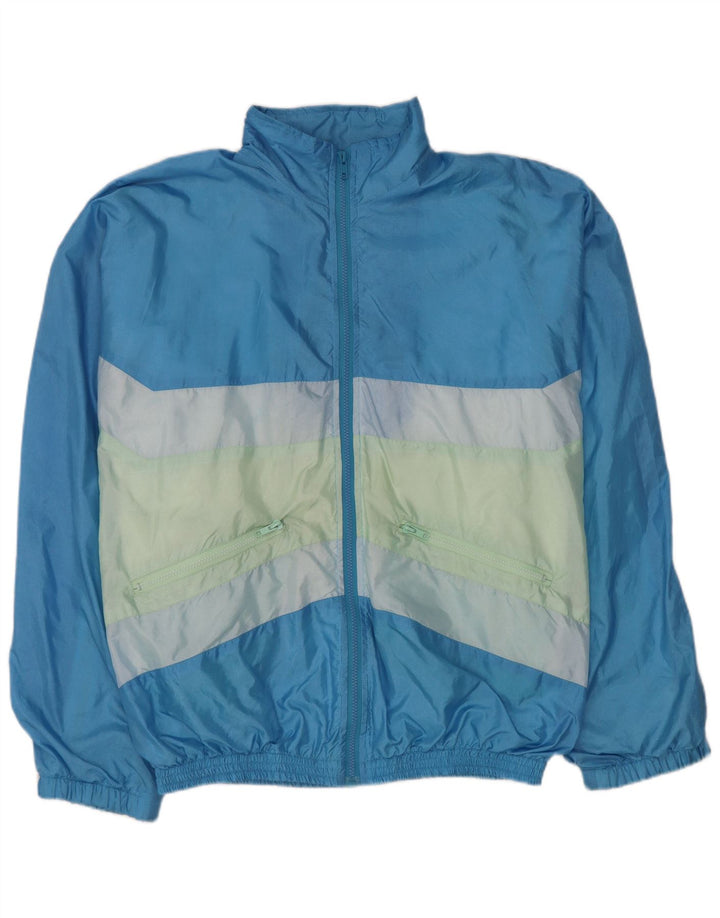 Vintage Herren Trainingsanzug Top Jacke XL Blau Colourblock Nylon
